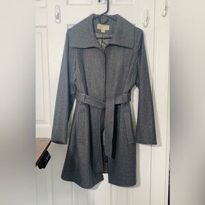 Michael Kors Wool Coat with Zippers and Belt
